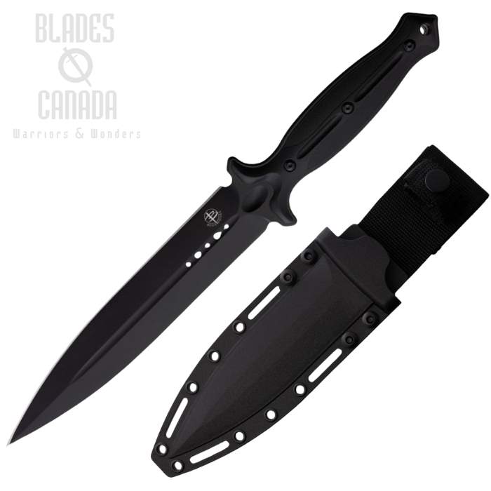 Begg Knives Filoso Fixed Blade Dagger Knife, 1095HC Black, Nylon Black, BG027